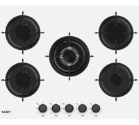 Samet Piano Cottura a Gas 5 Fuochi 70 cm Materiale Vetro colore Bianco - Minerva70BI