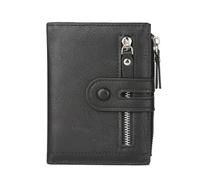 SAMEZA Materiale PU Portafoglio corto da uomo Casual Multifunzione con cerniera a gancio Portamonete da uomo Porta carte Porta carte da uomo tinta unita, nero, 1