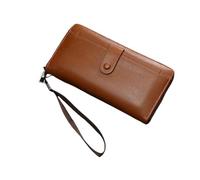 SAMEZA Portafogli in pelle da uomo, design lungo, portamonete casual, portafogli con cerniera da uomo, porta carte, sottile, porta soldi, ad alta capacità, porta carte di credito, marrone chiaro