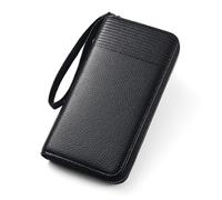 SAMEZA Portafoglio lungo da uomo per uomo RFID Blocco Frizione Organizer Cerniera Pelle Porta carte di credito Business Borsa, Nero, 1