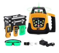 Samger Livella Laser Verde 360 Laser Autolivellante Rotante, Orizzontale e Verticale, IP54, 500M Gamma, Lavoro Continuo 20 Ore, con Telecomando, Ricevitore, Bersaglio Laser, Valigetta