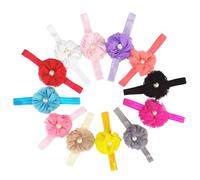 SamHeng 12 Pezzi Bambine Fascia per Capelli in Chiffon Multicolor Fiore Perla Fasce per Capelli Elastici Cerchietto Copricapi per Neonati Bambini Piccoli Accessori per Fotografia Accessori per Capelli