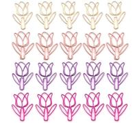 SamHeng 20 Pezzi Tulipano Graffette per Carta, 35mm Forma di Fiore Clip di Carta in Metallo Segnalibri Fermagli per Carta Porta Graffette Ufficio Scuola Organizzazione del Document Nozze Decorazioni
