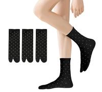SamHeng 3 paia di calze Tabi per Flip Flops Donne calze a caviglia giapponesi a maglia casual per donne ragazze (Nero)