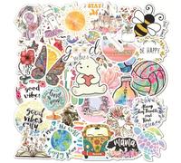 SamHeng 50 Pezzi Adesivi Estetici VSCO Impermeabili Decalcomanie in Vinile Fai da Te Adesivi Scrapbooking Auto Laptop Bottiglia d'Acqua Skateboard Chitarra Custodia per Telefono Graffiti Decorativi E