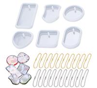 SamHeng 6 Pezzi Silicone Stampi in Resina con 20 Pezzi Catene di Sfere, Piccoli Gioielli Pendente Stampo per Colata, Epossidico Stampo Portachiavi per Fai da Te Artigianale Gioielli Che Fanno