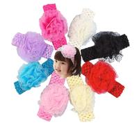SamHeng 8 Pezzi Bambine Fiore Fascia per Capelli, Multicolore Fiore in Pizzo Fasce per Capelli Elastici Cerchietto Copricapi per Neonati Bambini Piccoli Accessori per Fotografia Accessori per Capelli