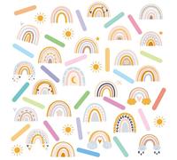 SamHeng Boho Arcobaleno & Confetti Adesivi Murali, Sole Rainbow Adesivi da Parete con Colorato Forma di Bastoncini Decalcomanie Murali per Bambino Asilo Camera da Letto Casa Decorazione della Parete