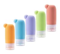 SamHeng Bottiglie da viaggio in silicone da 60 ml, per articoli da toeletta, 5 pezzi, a forma di cactus, ricaricabili, comprimibili, colorate, vuote, a prova di perdite, contenitori da viaggio per