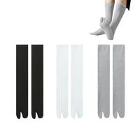 SamHeng Calzini Tabi Unisex 3 Paia Calze Giapponesi in Morbido Cotone con Dita Separate per Infradito Altezza Polpaccio ed Elastico per Cosplay Shinobu e Costumi Anime/Ninja(Nero+grigio+bianco)