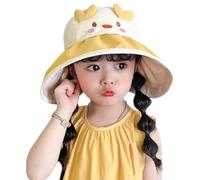 SamHeng Cappello da Sole per Bambini Traspirante Protezione Del Sole Cappello con Visiera Largo Bordo Regolabile Anti-UV Estivo Pieghevole Cappelli da Spiaggia per Ragazzi Ragazze (Giallo)