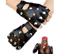 SamHeng Guanti in Pelle PU Senza Dita per Uomo e Donna - Mezze Dita Neri per Guida in Motocicletta, Costume Cosplay, Punk Knuckle Hollow