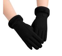 SamHeng Guanti Invernali da Donna, Guanti Foderati in Pile Guanti Termici Caldi e Morbidi Guanti da Telefono Antivento per Donna Guida Quotidiana Corsa Ciclismo Nero