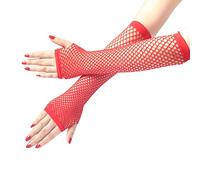 SamHeng Guanti lunghi a rete, Nero scaldamuscoli senza dita Guanti per travestimenti in rete, Accessorio punk per travestimenti per donne, ragazze, bambini, anni '80, forniture per feste da sera