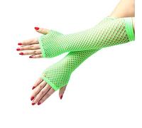 SamHeng Guanti lunghi a rete, Verde scaldamuscoli senza dita Guanti per travestimenti in rete, Accessorio punk per travestimenti per donne, ragazze, bambini, anni '80, forniture per feste da sera