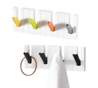 SamHeng Pianoforte Appendiabiti da Parete con 4 Ganci Retrattili, 2 Pezzi Autoadesivo Moderno Gancio da Muro Moderno Ganci Cappotto, Multiuso Ganci da Porta per Asciugamano Sciarpe Borse Ombrello