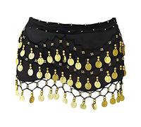 SamHeng Sciarpa all'Anca per Danza del Ventre con Monete d'Oro Pendenti - Gonna per Lezione di Yoga e Costume