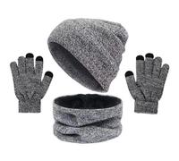 SamHeng Set Guanti Sciarpa Cappello Invernale da Unisex, Berretto in Maglia Morbida Berretto Circolare Scaldacollo Guanti Touchscreen per Sport all'Aria Aperta, Set Sciarpa e Guanti Termici Elastici