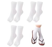 SamHeng Unisex Tabi Flip Flop Socks Geta Stile Bianco Cotone Split Toe Elastico per Donne e Uomini (3 Paia)