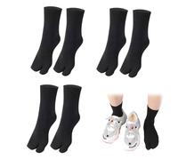 SamHeng Unisex Tabi Flip Flop Socks Geta Stile Japanese 3 Paia Cotone Split Toe Elastico per Donne e Uomini (Nero)