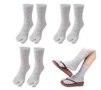 SamHeng Unisex Tabi Flip Flop Socks Japanese Geta Socks 3 Paia Cotone Split Toe Tabi Socks Elastico per Donne e Uomini (Grigio)