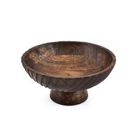 Samhita Fruit Bowl Pedestal Wooden Centerpiece Bowl for Kitchen Counter, Dining Table & Farmhouse Home Décor Display (10" x 10" x 4,75")