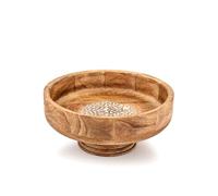 Samhita Fruttiera con base in legno, ciotola decorativa in legno di mango per ingresso, bancone della cucina e tavolo da pranzo, decorazione biologica moderna per la casa (25,4 x 25,4 x 11,4 cm)
