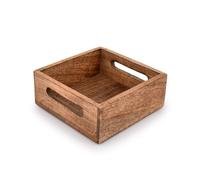 Samhita Portatovaglioli quadrato in legno con finitura bruciata, portatovaglioli per decorazione ristorante cucina bar (7,5 x 7,5 x 2,75 pollici)