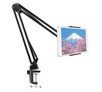 SAMHOUSING Supporto per tablet da letto con braccio in alluminio robusto per iPad, iPad Air, iPhone, iPhone 8/7, Samsung Galaxy o altri dispositivi con schermo da 4,7 a 12,9 pollici (nero)