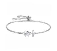 SAMINO Bracciale Lettera Iniziale per le Donne Ragazze, Bracciale Ciondolo Erba a Quattro Foglie Gioielli Regolabile per Mamma Figlia Sorella Amici Fortunato Quadrifoglio Regali (I)