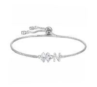 SAMINO Bracciale Lettera Iniziale per le Donne Ragazze, Bracciale Ciondolo Erba a Quattro Foglie Gioielli Regolabile per Mamma Figlia Sorella Amici Fortunato Quadrifoglio Regali (N)