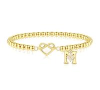 SAMINO Bracciali in oro per donne e ragazze, placcati in oro 14 carati, cuore con inizio, alfabeto dalla A alla Z, braccialetti elastici personalizzati, gioielli da donna per mamma, figlia, sorella