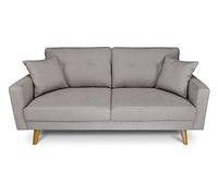 SAMIRA Divano 3 posti in tessuto vellutato tortora piedi in legno mod. Cloe