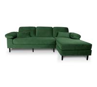 SAMIRA Divano angolare 3 posti con chaise longue destra mod. Washington (Velluto, Verde scuro)