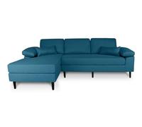 SAMIRA Divano angolare 3 posti con chaise longue sinistra mod. Washington (Tessuto, Blu petrolio)