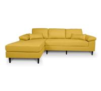 SAMIRA Divano angolare 3 posti con chaise longue sinistra mod. Washington (Tessuto, Giallo)