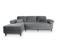 SAMIRA Divano angolare 3 posti con chaise longue sinistra mod. Washington (Velluto, Grigio)