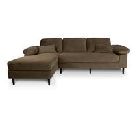 SAMIRA Divano angolare 3 posti con chaise longue sinistra mod. Washington (Velluto, Marrone)