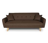 SAMIRA Divano Letto clic clac in Tessuto Grigio, Divano 3 posti MOD. Henry (Marrone)