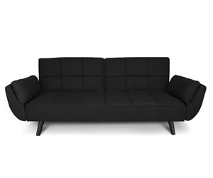 SAMIRA Divano letto clic clac in tessuto nero - Divano 3 posti mod. Ambra piedi in legno nero