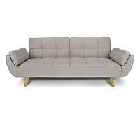 SAMIRA Divano letto clic clac in tessuto vellutato tortora - divano 3 posti mod. Ambra piedi legno naturale