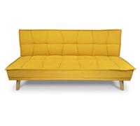 SAMIRA Divano letto clic clac in tessuto vellutato giallo, divano 3 posti mod. Bart