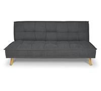 Divano Letto Clic Clac In Tessuto Vellutato Grigio Scuro, Divano 3 Posti Mod. Bart