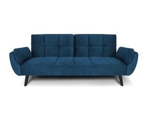 SAMIRA Divano letto clic clac in velluto blu - Divano 3 posti mod. Ambra piedi in legno nero (Velluto, Blu)