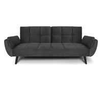 SAMIRA Divano letto clic clac in velluto grigio scuro - Divano 3 posti mod. Ambra piedi in legno nero