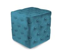 SAMIRA Pouf poggiapiedi quadrato, pouf divano in velluto - Otto (Blu petrolio)