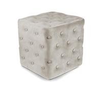 SAMIRA Pouf poggiapiedi quadrato, pouf divano in velluto - Otto (Tortora)