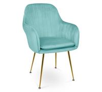 SAMIRA Sedia da pranzo in velluto poltroncina vintage (1, Verde tiffany)