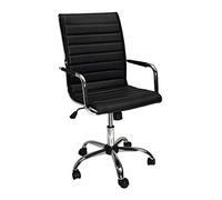 SAMIRA Sedia da ufficio operativa girevole, poltrona direzionale ecopelle nera mod. Asti