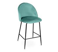SAMIRA Sgabello cucina imbottito, sgabello alto mod. Nicole (1, Verde tiffany - piede nero)